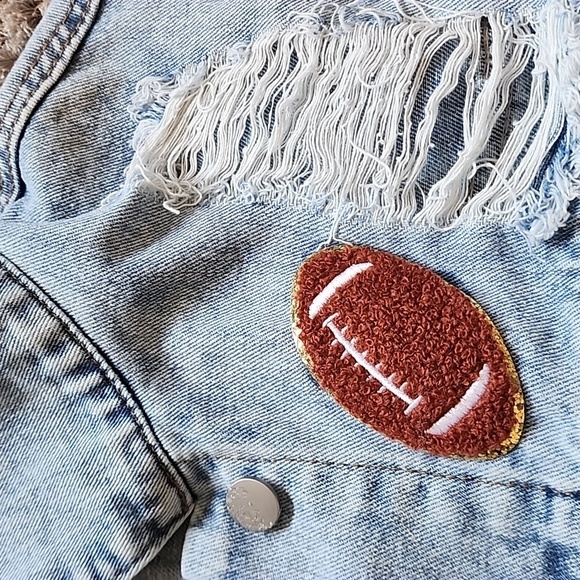 Denim Jacket for Football Mom with Football-Inspired Appliqués - Picture 12 of 16
